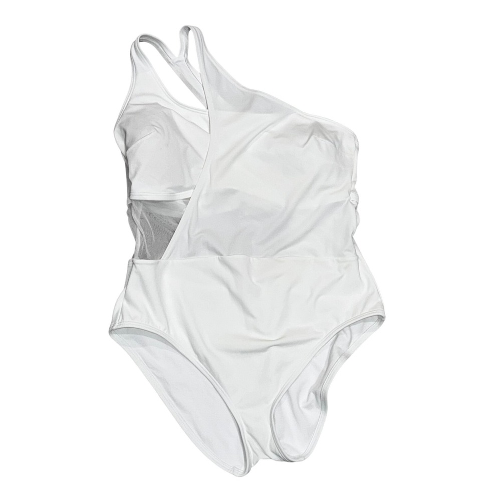 Adore Me Alaine White Plus Size One-Piece Swimsuit Asymmetrical Cutout 2X